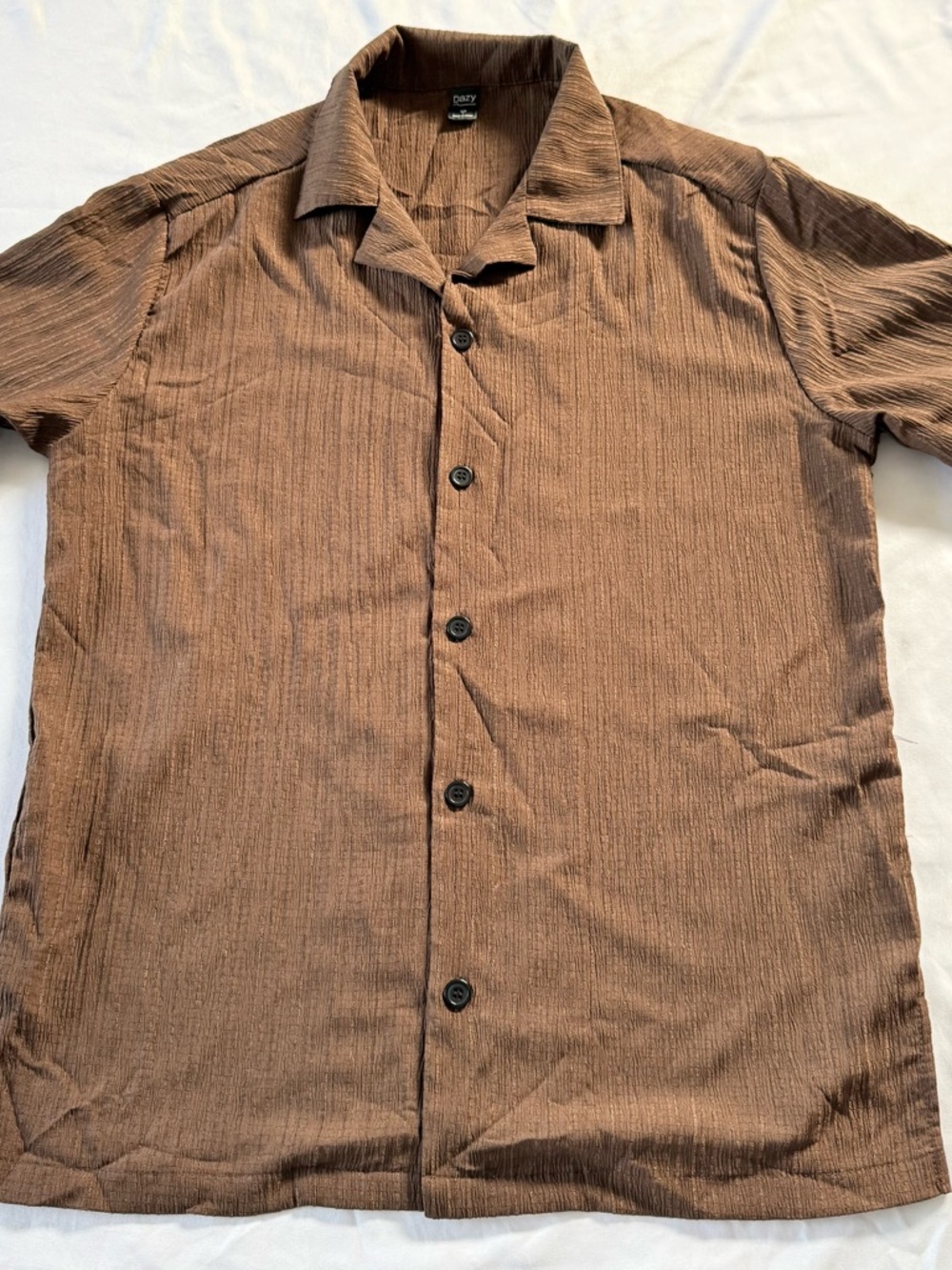 Dazy Men’s Chocolate Brown Short Sleeve Button Down Casual Shirt Size Large